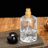 round perfume bottle with metal sprayer pump cap