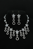 Jewelry Set With Necklace Bangle and Earrings Full Diamond V Neck Necklace Crystal Earrings Wedding Bridal Bridesmaid Costume Jewelry Set for Women and Girls Dress Accessories