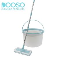 Dooso Wholesale Floor Cleaning Mops Stainless Steel Handle Flat Mop Spin Mop with Round Bucket
