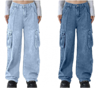 Latest Design Y2K Straight Jeans with cargo Packets