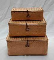 Seagrass Storage Rectangel Boxes In Gold