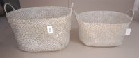 Seagrass Storage Oval Baskets In White