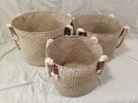 Seagrass Storage Round Baskets With Handel
