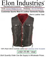 Men Leather Vest made with Cow-Hide Leather Material
