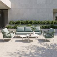 Venus Alu 5-Piece Outdoor Rope Sofa Set, Powder Coated Aluminum Frame Combination Patio Garden Furniture