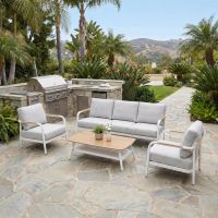 Air Alu 4-Piece Outdoor Patio Sofa Set, Powder Coated Aluminium Frame & Spc Plate Table Top Garden Furniture