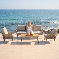 Spark Alu 4-Piece Outdoor Patio Sofa Set, Rope Woven Seat with Powder Coated Aluminum Frame Garden Furniture