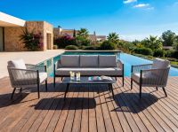 Pluto Alu 4-Piece Outdoor Patio Sofa Set, Rope Woven, Powder Coated Aluminium Frame, Combination Garden Furniture