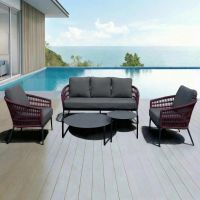 Saturn Alu 5-Piece Outdoor Patio Sofa Set, Rope Woven with Powder Coated Aluminium Frame Garden Furniture