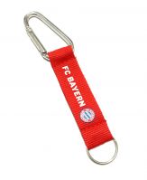 Red Durable Carabiner Key Chain With Silk Screen Printing Logo Polyester Lanyard