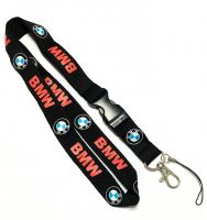 Flat Custom Polyester Lanyards BMW Brand Plastic Safety Buckle Metal Hook