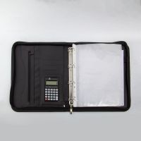 A4 PU Leather Zippered Conference Folder With Handle