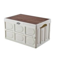 Camping Collapsible Storage Bins With Wood