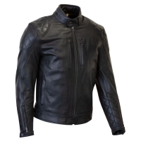 Premium Motorcycle Leather Jacket, Black, Quilted Design, Multiple Zippers, Stand Collar, Performance Riding Gear