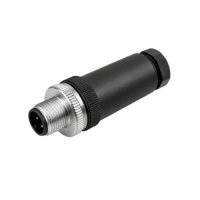 M12 4 Pin A-Coded Male Industrial Connector, Straight & Right Angle Screw Terminal Field Wireable Plug