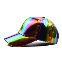 Party hat four-season universal pu solid color glossy hip-hop hat laser baseball cap sunshade waterproof cool