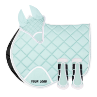 Saddle Pad Set Mint Green Quilted Equestrian Tack for Jumping and Dressage