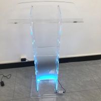 Acrylic podium for conferences  School event lectern stand  LED illuminated church pulpit  LED lectern for conferences durable podium display portable lectern stand removable display rack eco-friendly podium stand Acrylic lectern stand