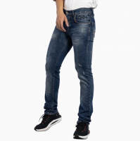 Custom Fashionable Eruopean Blue Washed Denim Ripped Design Casual Men Jeans