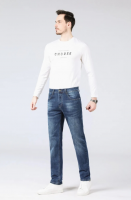 European Style Color Special Pattern Classic Color Blue Indigo Close-Fitting Casual Fashionable Denim Jeans for Men (H8526#)
