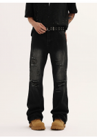 Men's Black Washed Distressed