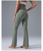 High-Waisted Bootcut Yoga Pants with Foldable Waistband D25102