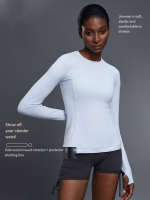 Women's Performance Tight Top - Round Neck Long Sleeve Workout Shirt D25149