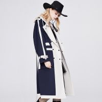 Colorblock Double Breasted Trench Coat - Long