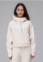 Cropped Fleece Hoodie - Loose Fit Sporty