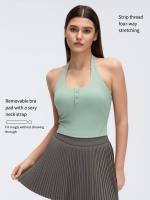 Henley Halter Top - Built-In Bra