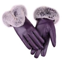Leather gloves winter touch screen warm outdoor plush thickened waterproof and cold-proof PU leather gloves