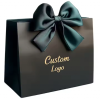 2025 Luxury Customized Branded Logo Luxury Black Paper Apparel Packaging Gift Shopping Bag Paperbag