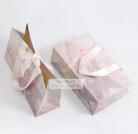 Luxury Gift Carry Paper Bags Boutique Eco Marble Design Paper Bags with Ribbon Handle