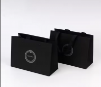 Custom Gift Bags Luxury Boutique Perfumes Packaging Black Wedding Small Jewelry Paper Bag With Handles