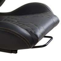 Universal Racing Seats with Dual Sliders, Reclinable PU Carbon Leather Sport Bucket Seats, 1 Pair Driver Passenger Side