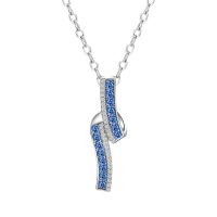 Latest Fine Jewelry S925 sterling silver Mobius strip unique design Simple Elegant White Gold Plated Real Blue CZ Pendant Necklace for Women