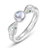 Wholesale Jewelry Suppliers Women's S925 Sterling Silver Finger Rings Lab-grown Emerald Snake Eye Animal Fine Jewelry for daily wear