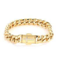 Hip-hop Luxury Custom 12MM Zircon Cuban Brass Bracelet for Men Wholesale PVD 18K gold plated Heavy Chain Link Bracelets Cross Charm Fashion Jewelry Gift