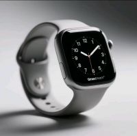 Smartwatch with a white silicone strap