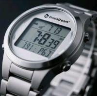 Electronic watch with silver metal strap