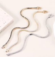 Iced Out Lab Diamond Tennis Bracelet 2mm 3mm 6-9 Inch Tennis Chain 14k 18k Gold Bracelet Prong Setting Women Bracelet