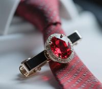 Synthetic Ruby Tie Clip