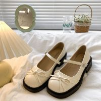 Silver French Shallow Bow Mary Shoes
