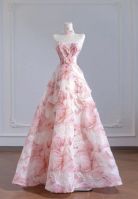 Charming Pink Strapless Ball - gown Evening Dress