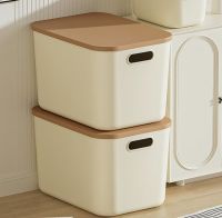 Cream-style stackable storage boxes, suitable for home use. They can be used as toy and snack organizers, storage boxes with lids, and can also be used as desktop storage boxes for clothes.