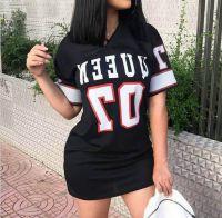 European and American women&#039;s dresses. Short-sleeved T-shirt dresses with letter prints for spring and summer.