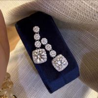 Zircon Square Sugar Short Tassel Earrings