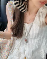 ASHENONLINE ALICE SHOP WHITE DESIGN CASUAL KOREAN TEMPERAMENT SLEEVELESS CAMISOLE TOP WOMEN