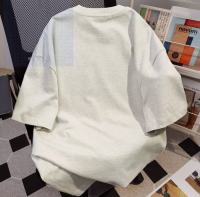 American cotton heavyweight crew neck short sleeve T-shirt women&#039;s 2024 summer new crayon Xiaoxin loose couple top tide