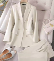 Women&#039;s Long Sleeved Professional Suit and Pants Formal Set Interview Sales Work Clothes